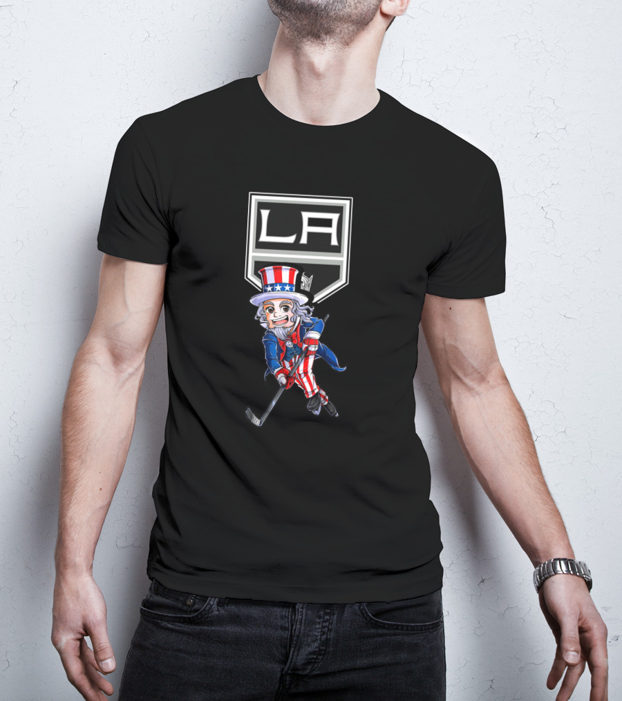 Uncle Sam Playing Hockey La Kings 4Th Of July T-Shirt