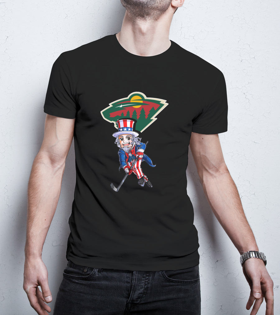 Uncle Sam Hockey With Minnesota Wild For 4Th Of July T-Shirt