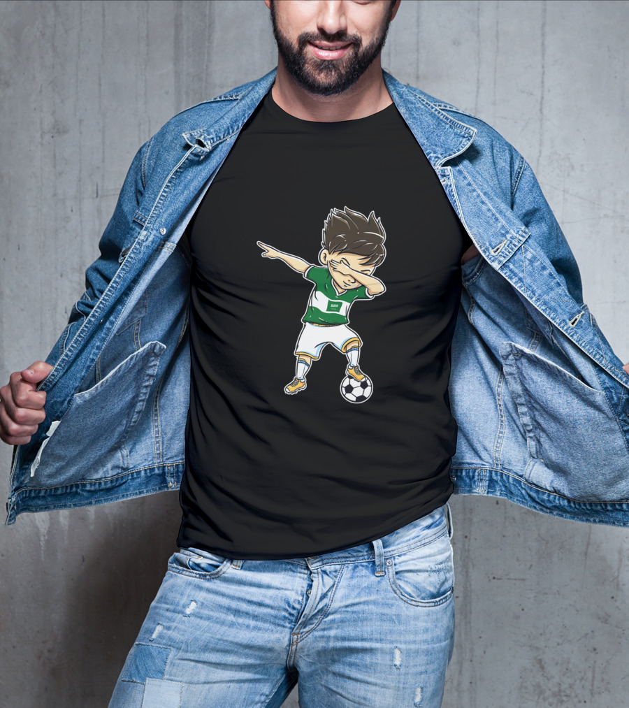 Dabbing Soccer Player In Saudi Arabia Jersey With Football T-Shirt