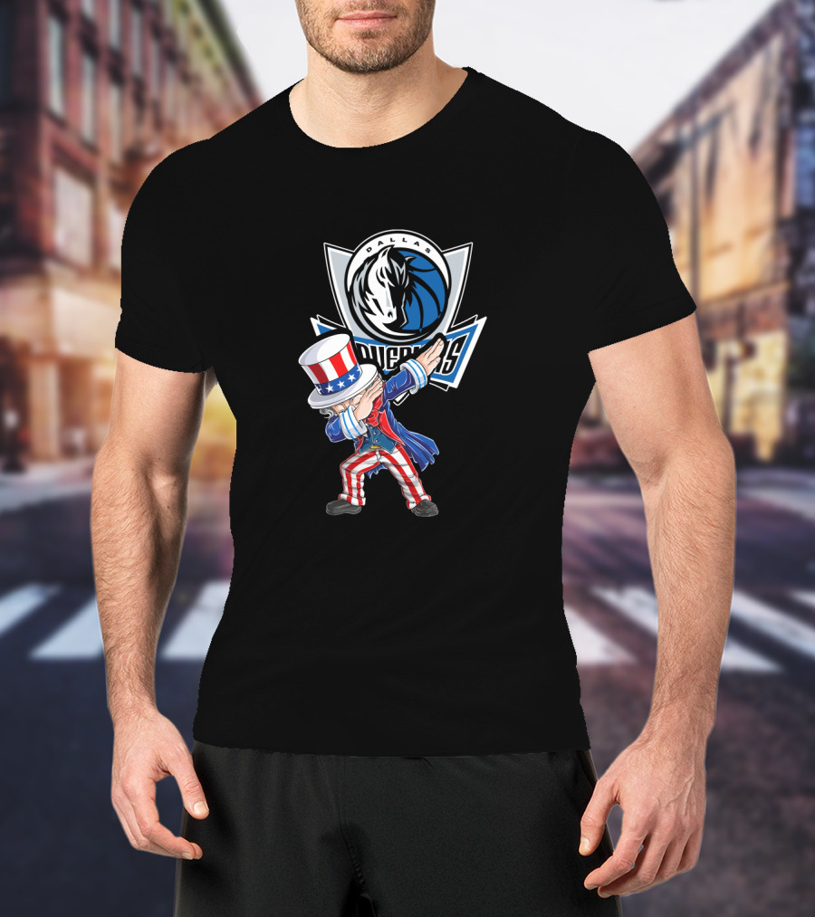 Uncle Sam Dabbing Dallas Mavericks 4Th July Basketball Celebration T-Shirt