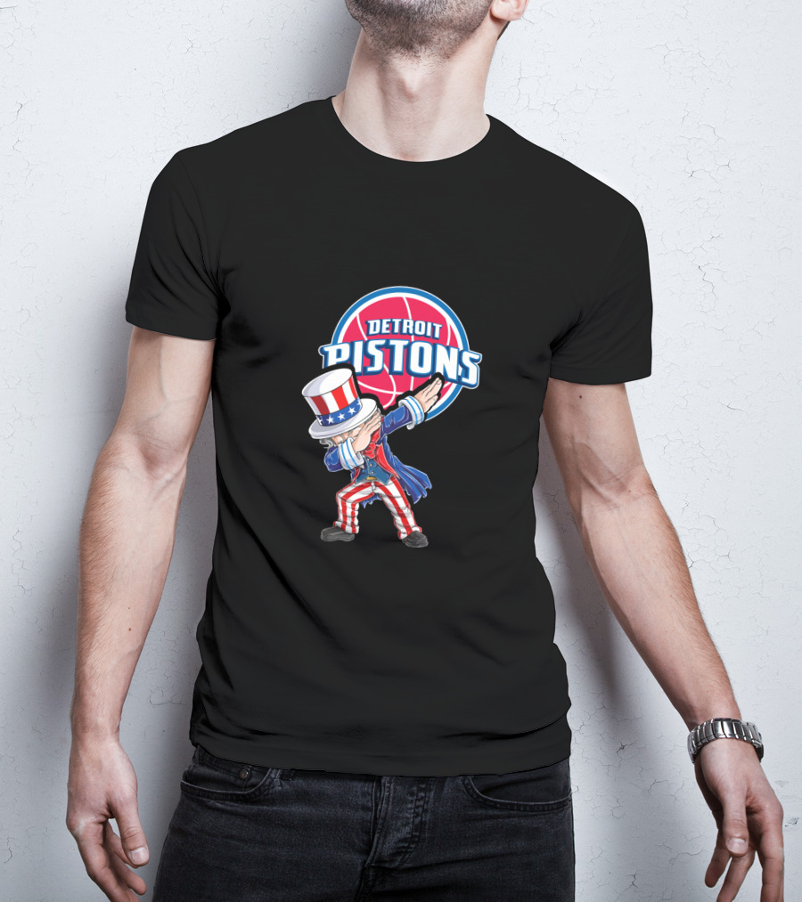 Uncle Sam Dabbing Detroit Pistons 4Th July Basketball Celebration T-Shirt