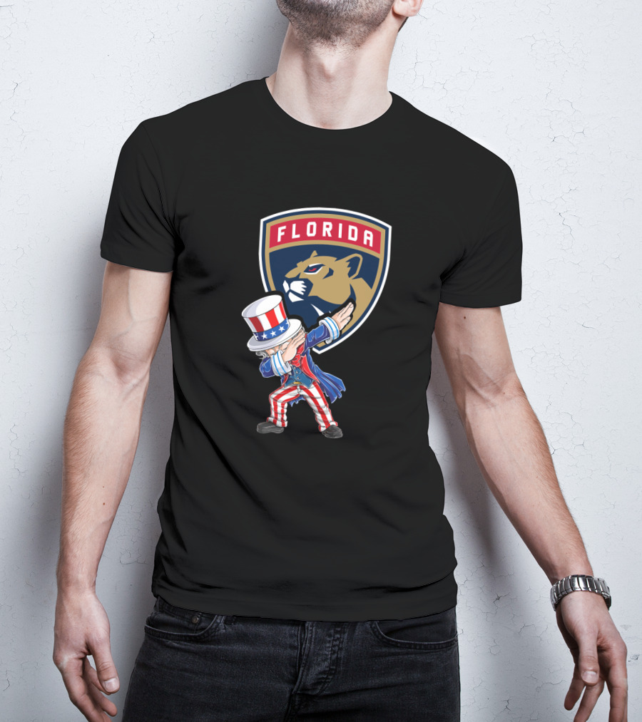 Florida Panthers Logo Uncle Sam Dabbing Celebrating 4Th Of July T-Shirt
