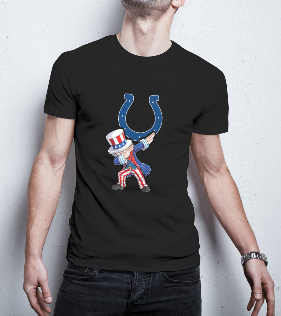 Uncle Sam Dabbing With Indianapolis Colts Horseshoe For 4Th Of July Celebration T-Shirt