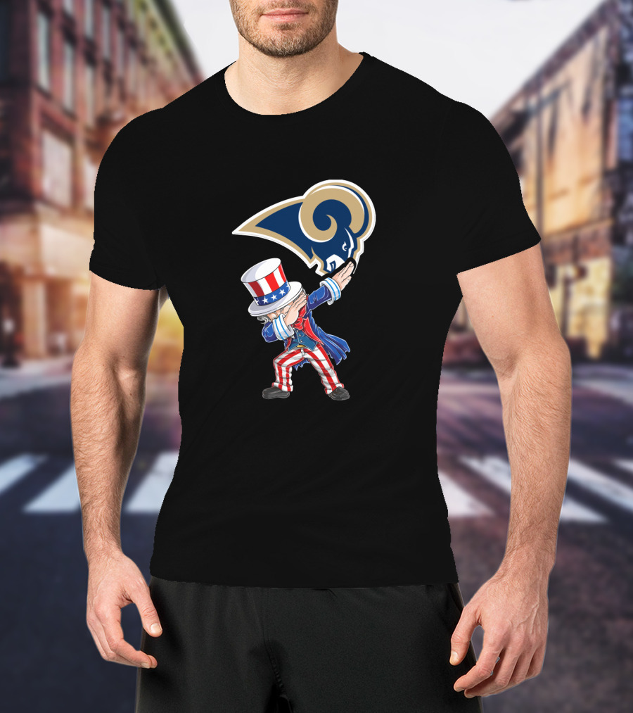 Uncle Sam Dabbing Los Angeles Rams Logo 4Th Of July Celebration T-Shirt