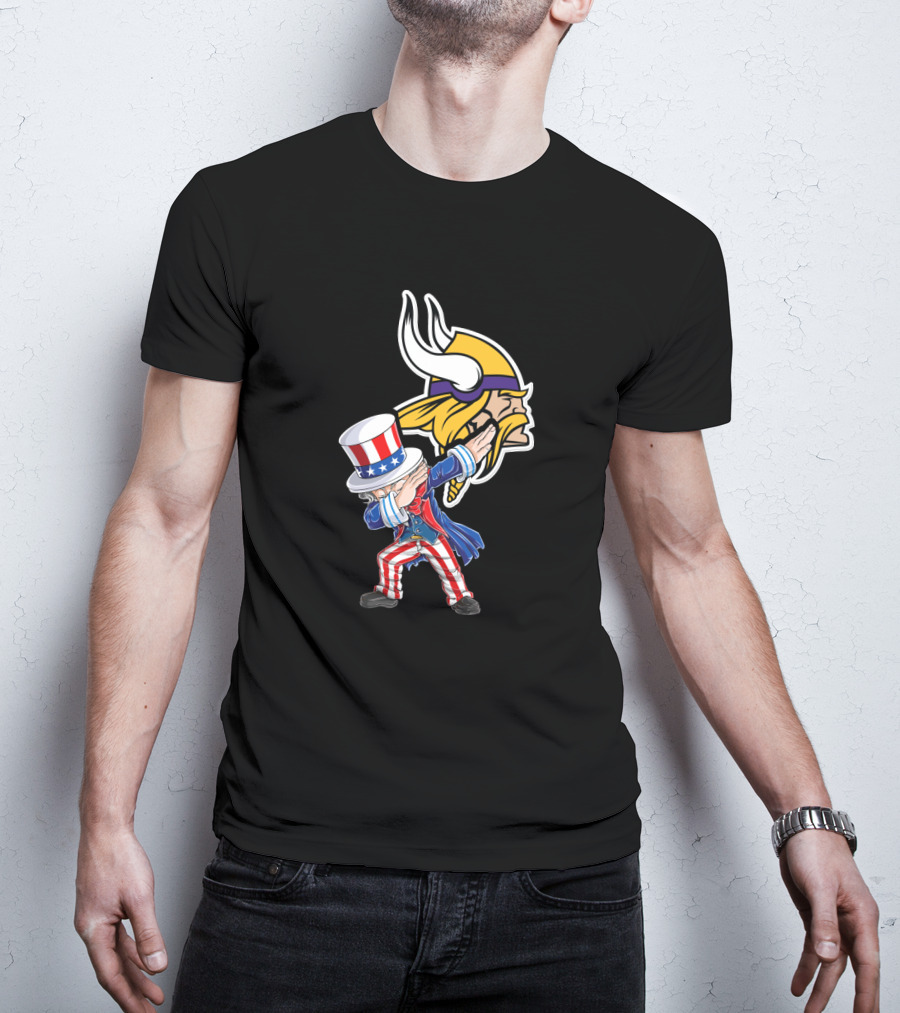 Uncle Sam Dabbing Minnesota Vikings 4Th Of July Celebration Iconic Representation T-Shirt