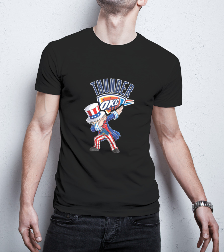 Thunder Okc Uncle Sam Dabbing 4Th Of July T-Shirt