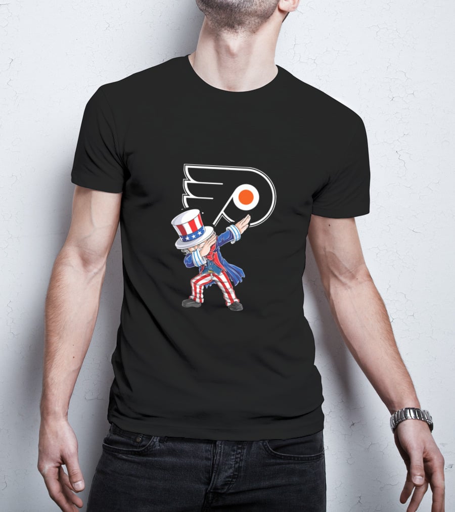 Uncle Sam Dabbing Philadelphia Flyers 4Th Of July Celebration T-Shirt