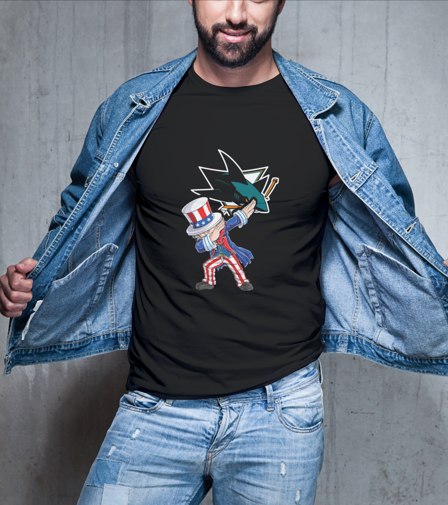 Uncle Sam Dabbing San Jose Sharks Fourth Of July T-Shirt