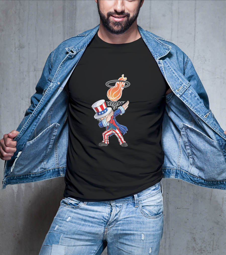 Uncle Sam Dabbing Miami Heat 4Th Of July Fans T-Shirt