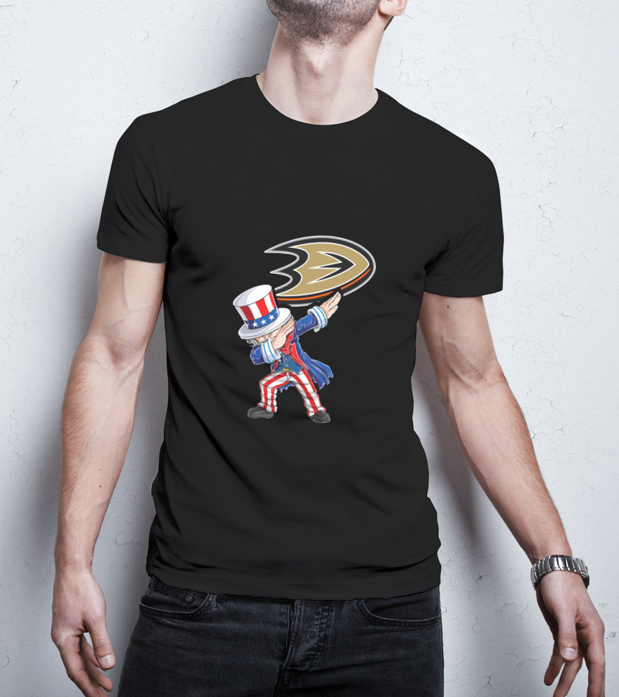 Uncle Sam Dabbing Celebrating Anaheim Ducks 4Th Of July Fans T-Shirt