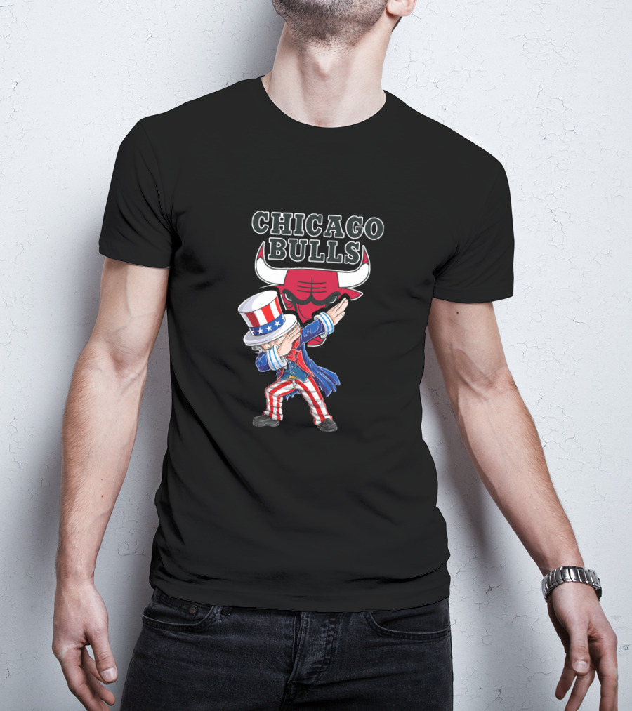 Uncle Sam Dabbing With Chicago Bulls Logo For 4Th Of July Celebrations T-Shirt