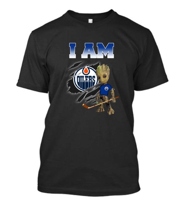 I Am Groot Edmonton Oilers Fan Hockey T-Shirt