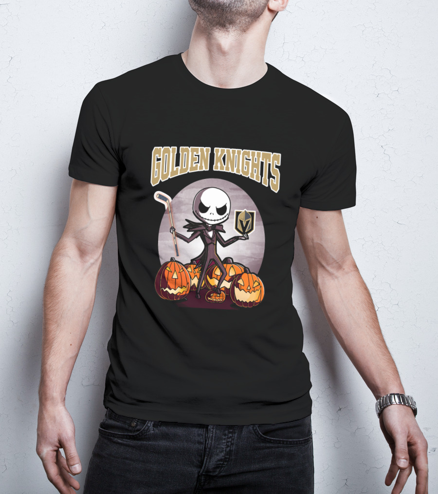 Golden Knights Halloween Jack Skeleton With Vegas Hockey T-Shirt