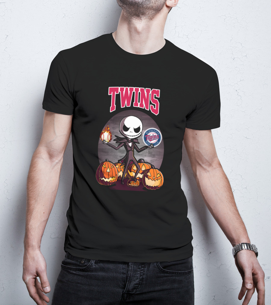 Twins Jack Skellington Pumpkins Minnesota Twins Baseball T-Shirt