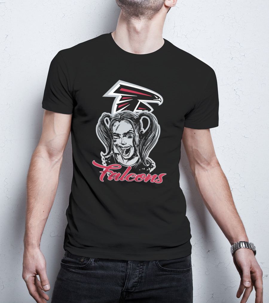 Harley Quinn And Atlanta Falcons Logo Fans Falcons T-Shirt