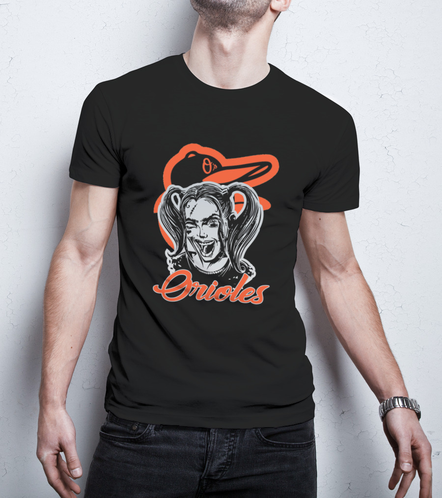 Harley Quinn And Baltimore Orioles Logo Orioles T-Shirt