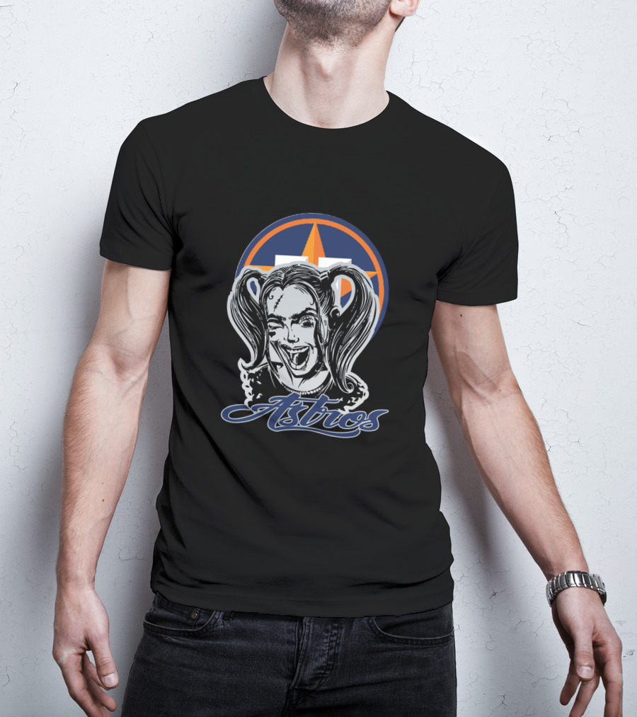 Harley Quinn Astros Fan Logo Graphic Combination T-Shirt