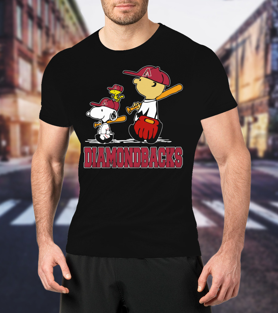 Diamondbacks Snoopy Charlie Brown Woodstock Baseball Fans T-Shirt