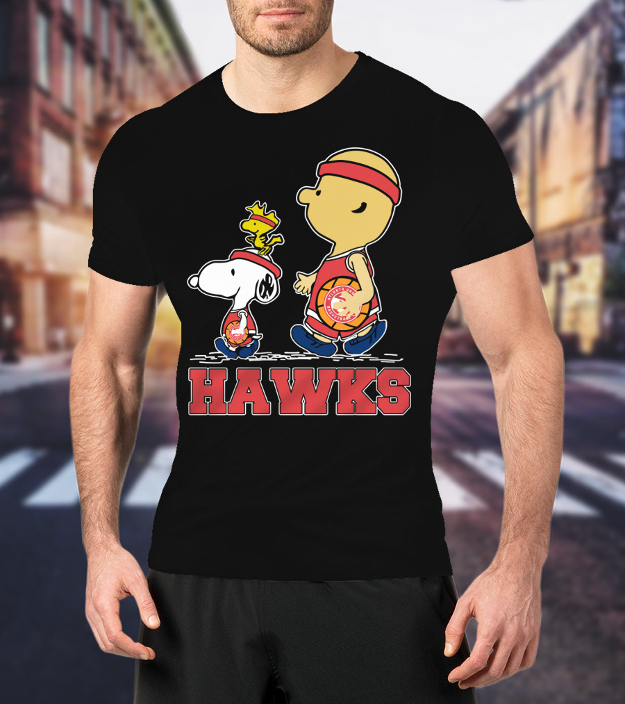 Hawks Fans Snoopy And Woodstock Basketball Team Spirit T-Shirt