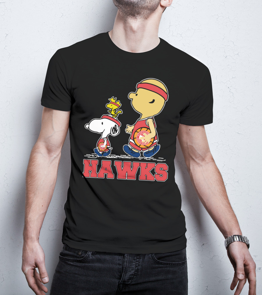 Hawks Fans Snoopy And Woodstock Basketball Team Spirit T-Shirt