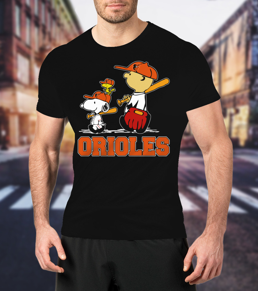 Orioles Baseball With Snoopy Woodstock And Peanuts Characters T-Shirt