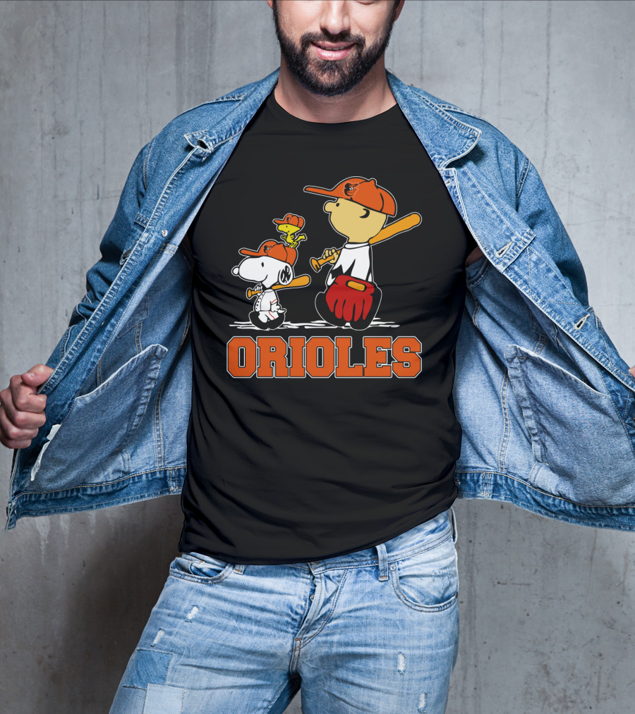 Orioles Baseball With Snoopy Woodstock And Peanuts Characters T-Shirt