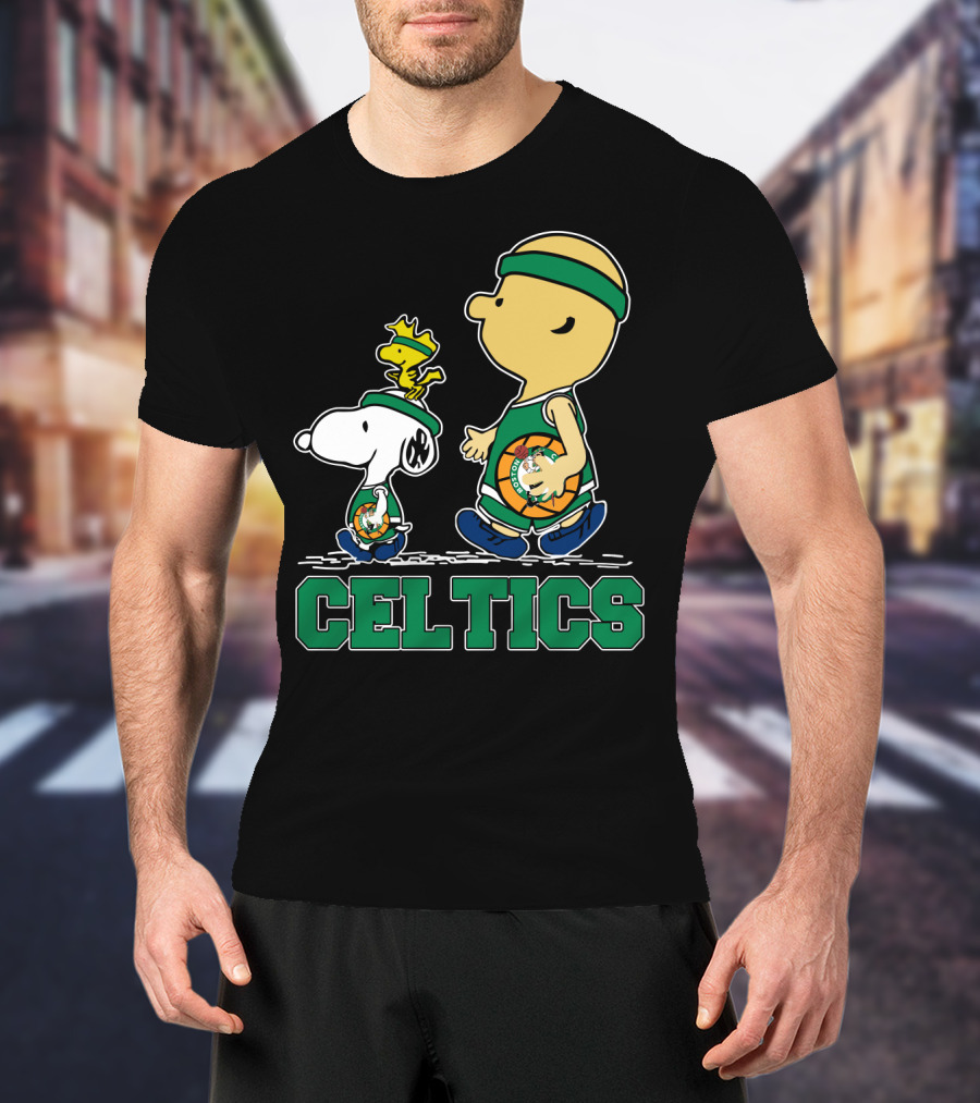 Celtics Snoopy And Friends With Basketball T-Shirt