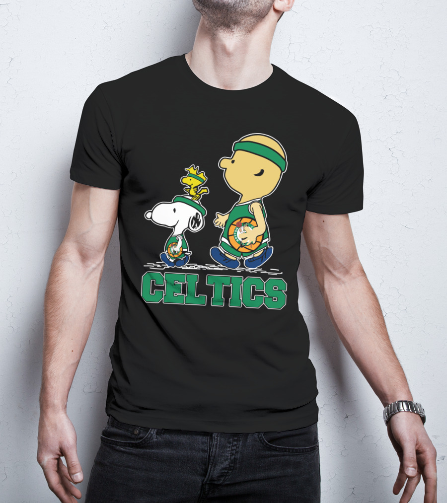 Celtics Snoopy And Friends With Basketball T-Shirt