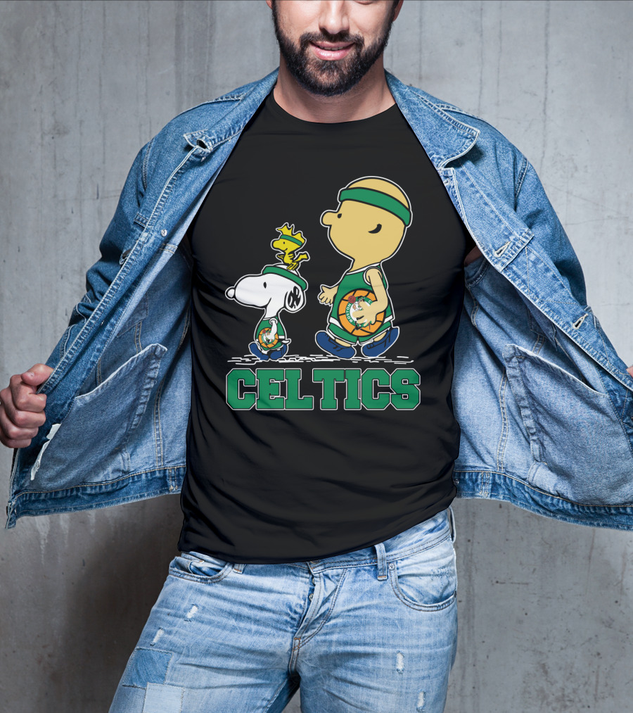 Celtics Snoopy And Friends With Basketball T-Shirt