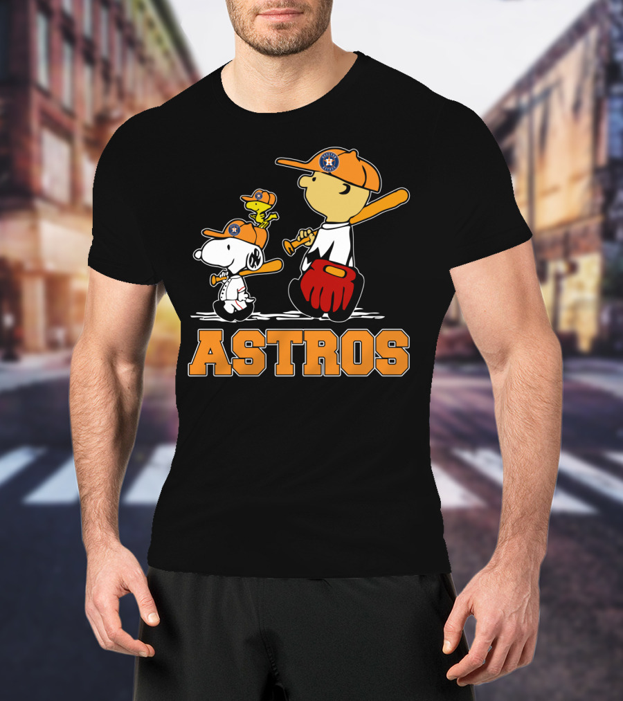 Snoopy Woodstock And Houston Astros Baseball Fans T-Shirt