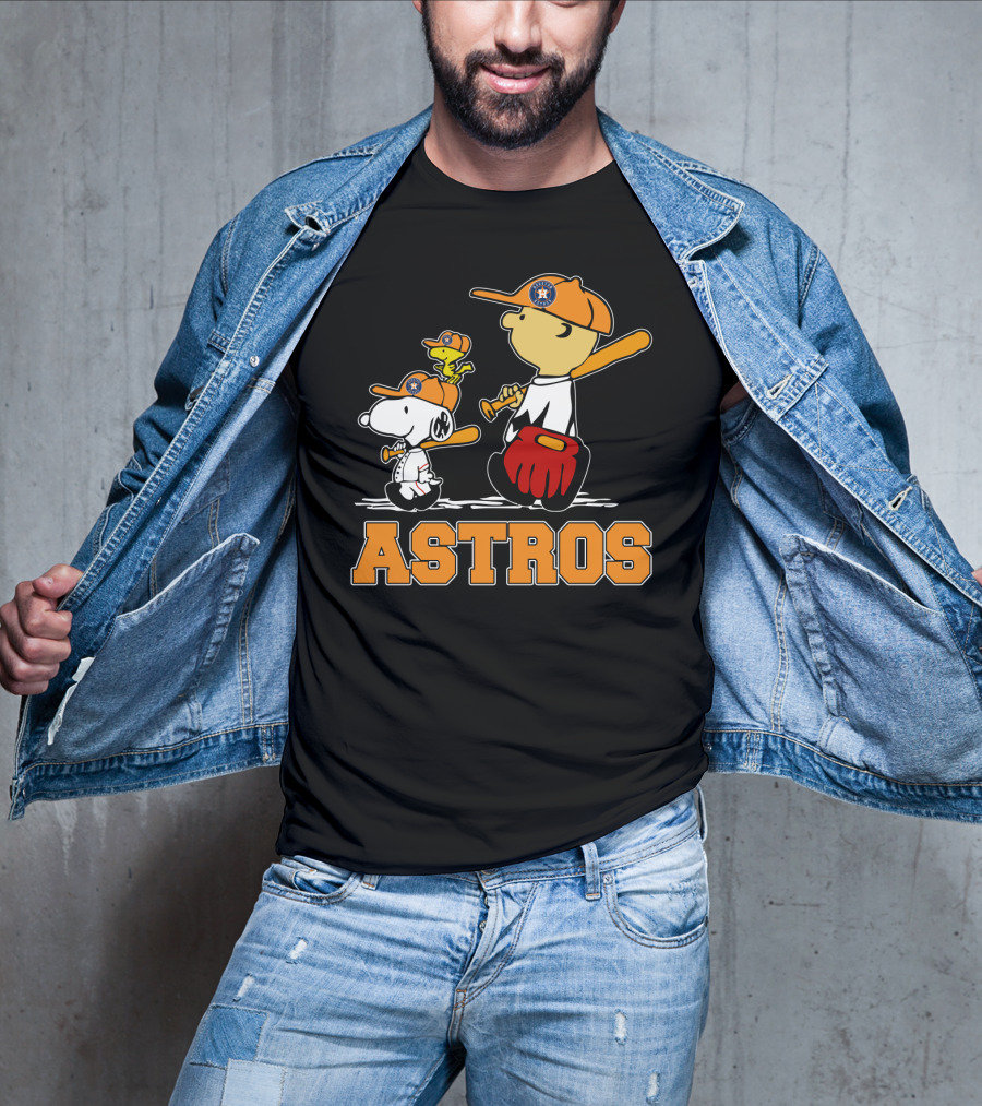 Snoopy Woodstock And Houston Astros Baseball Fans T-Shirt