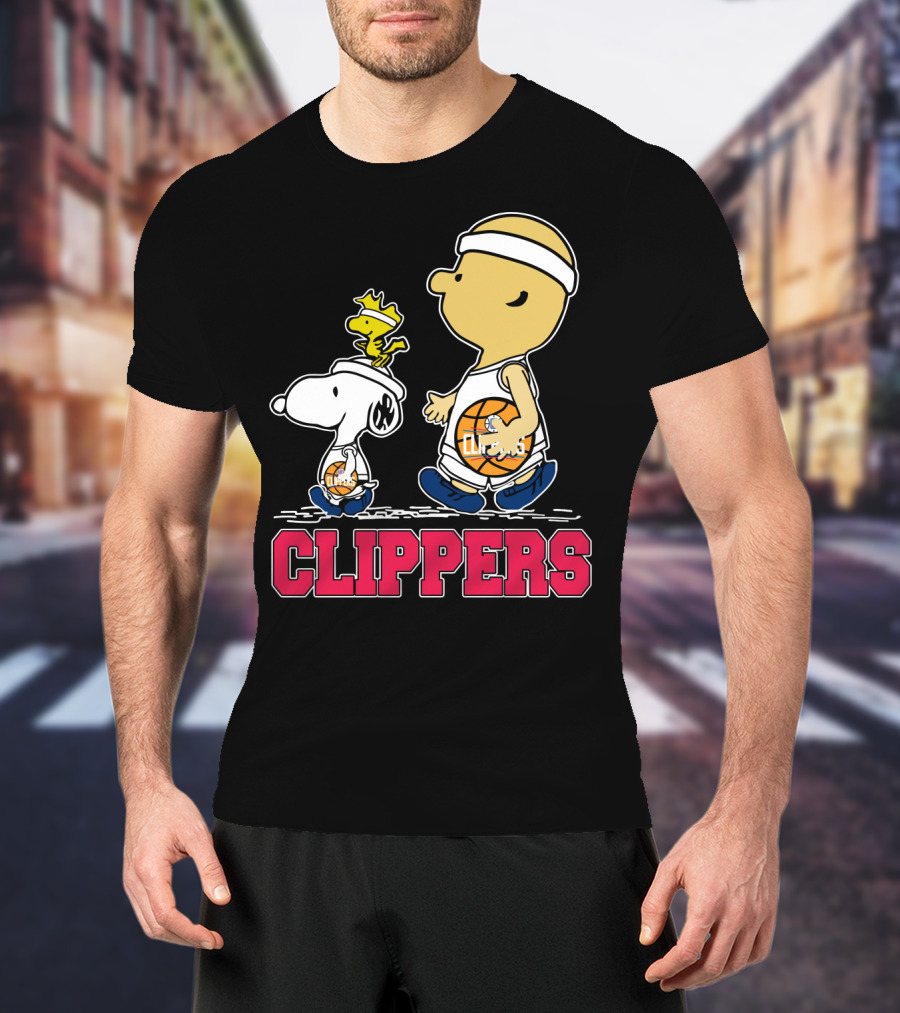 Snoopy And Woodstock Basketball With La Clippers Fans T-Shirt