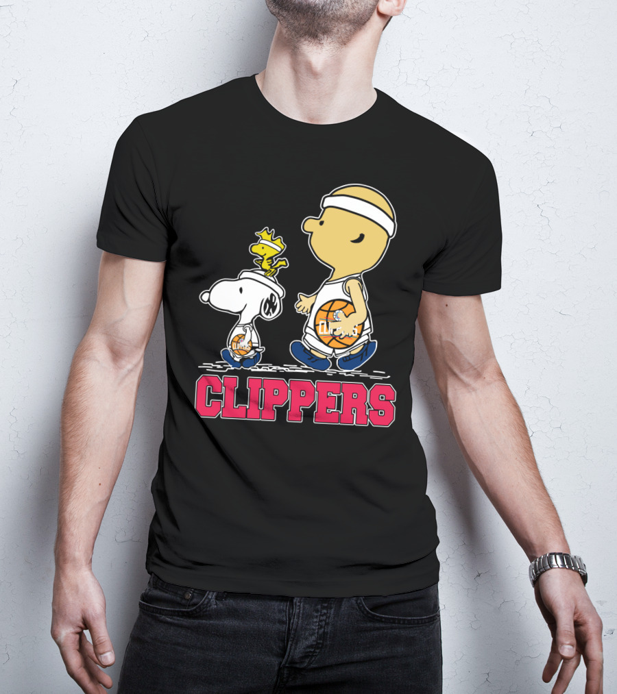 Snoopy And Woodstock Basketball With La Clippers Fans T-Shirt