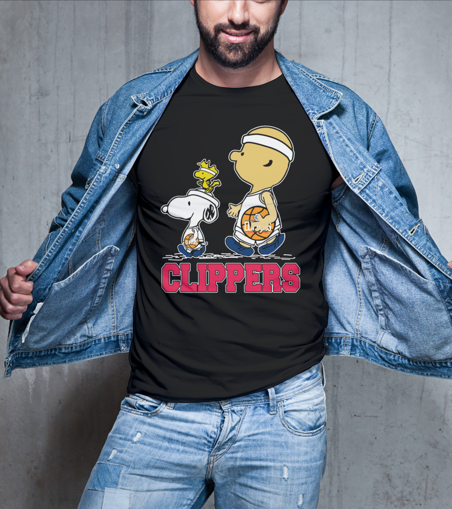 Snoopy And Woodstock Basketball With La Clippers Fans T-Shirt