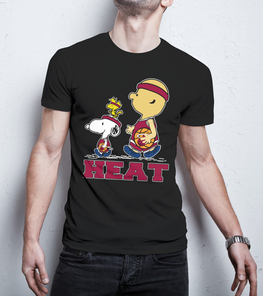Snoopy Woodstock Heat Team Fans Miami Basketball T-Shirt