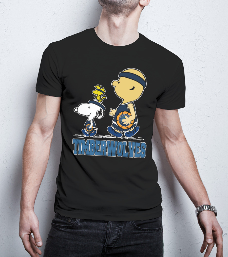 Snoopy Woodstock And Charlie Brown As Minnesota Timberwolves Fans T-Shirt