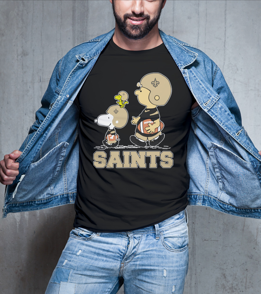 Snoopy Woodstock Charlie Brown New Orleans Saints Fans T-Shirt