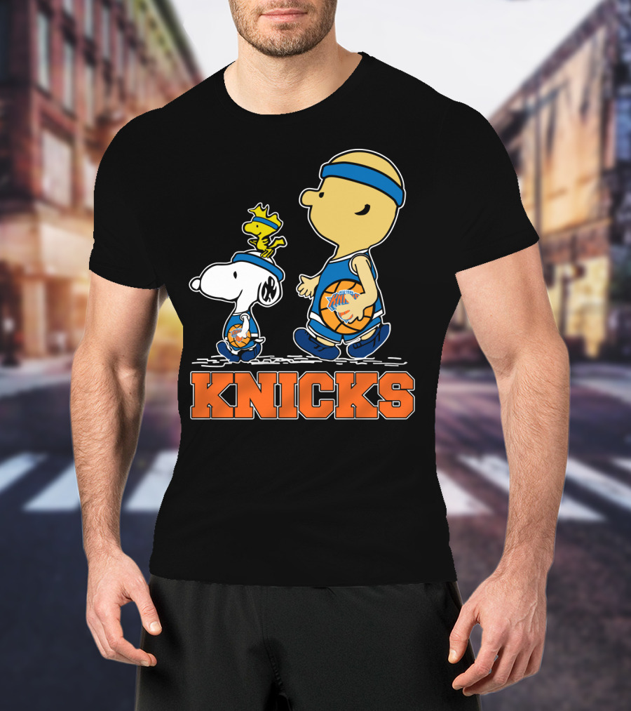 Snoopy Woodstock New York Knicks Basketball Fans Peanuts Characters T-Shirt