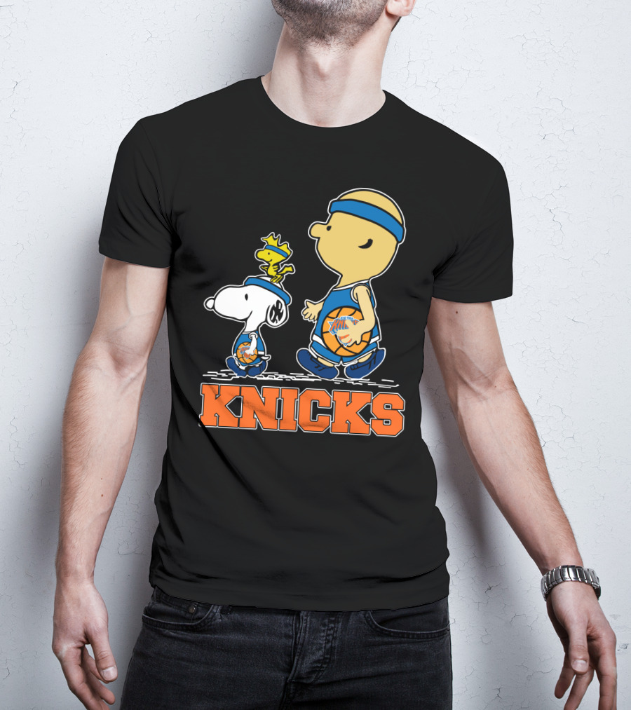 Snoopy Woodstock New York Knicks Basketball Fans Peanuts Characters T-Shirt