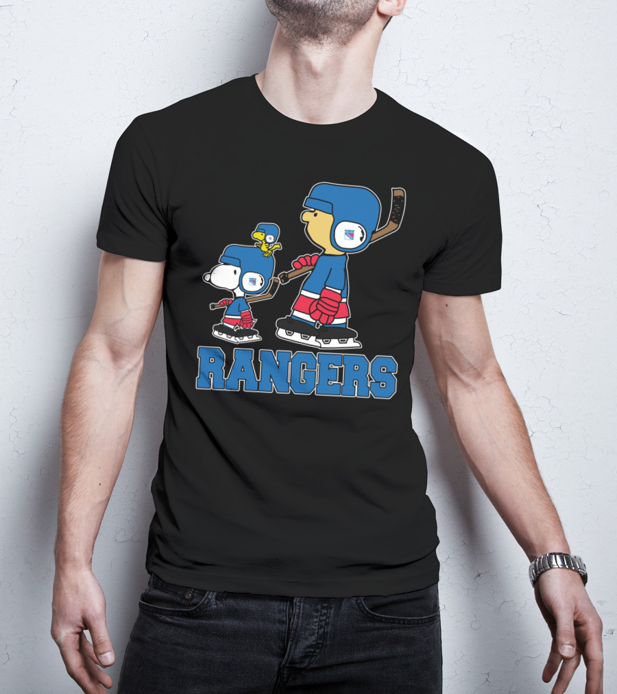 Rangers Snoopy And Woodstock Ice Hockey Team Fans T-Shirt