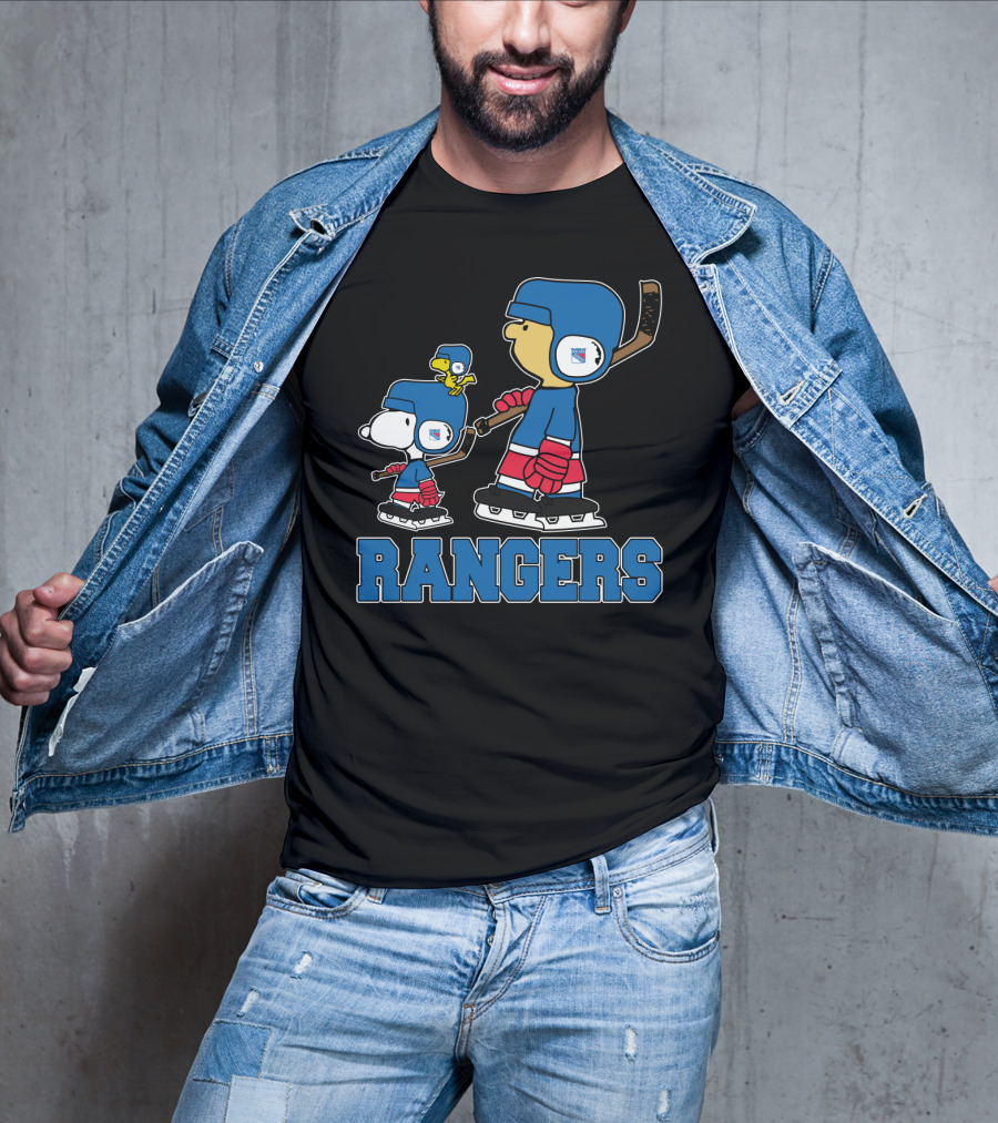Rangers Snoopy And Woodstock Ice Hockey Team Fans T-Shirt