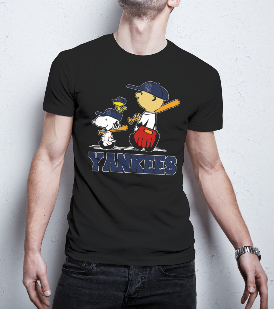 Snoopy Peanuts Characters Yankees Baseball T-Shirt