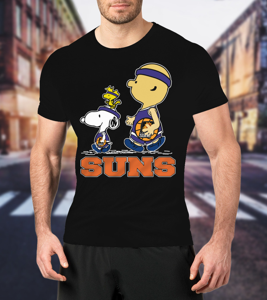 Snoopy And Woodstock In Phoenix Suns Basketball Jerseys T-Shirt
