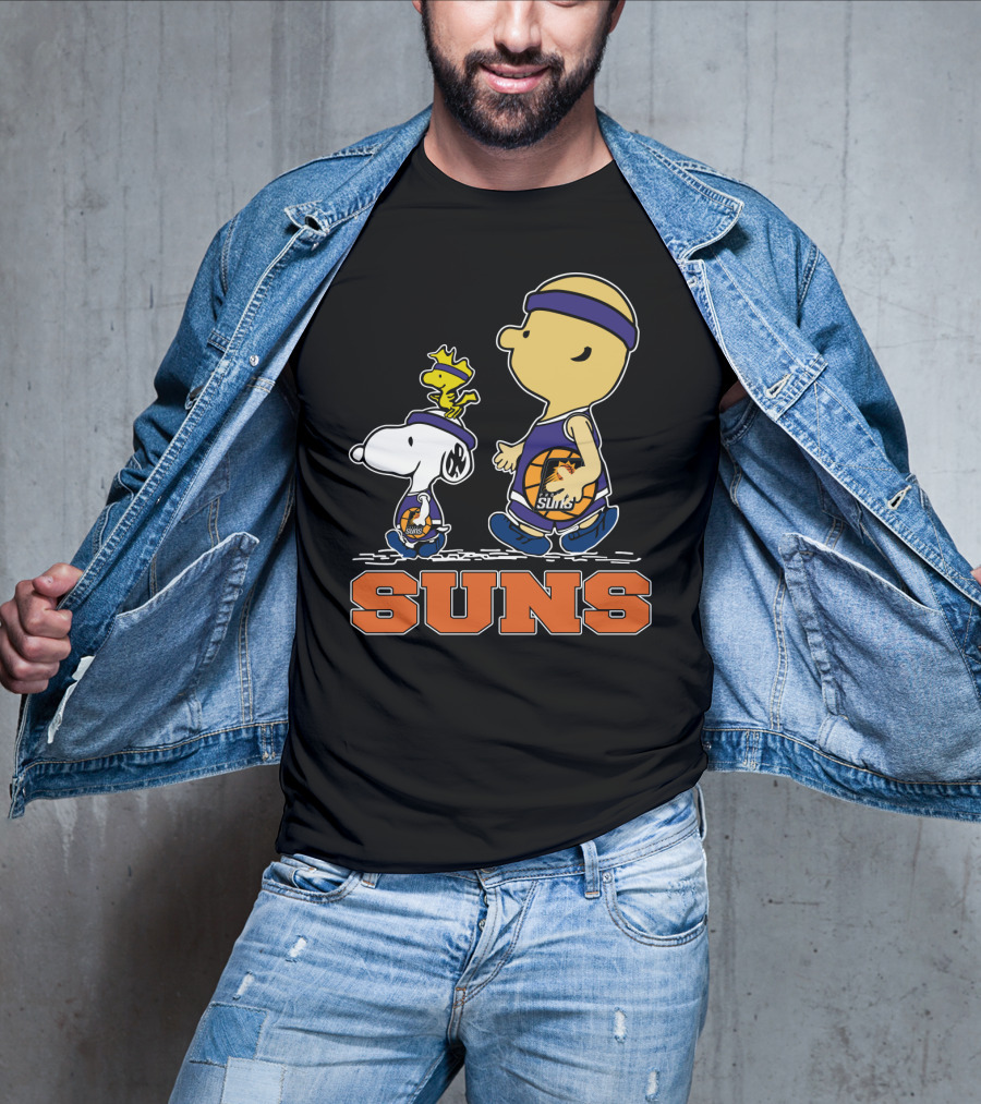 Snoopy And Woodstock In Phoenix Suns Basketball Jerseys T-Shirt