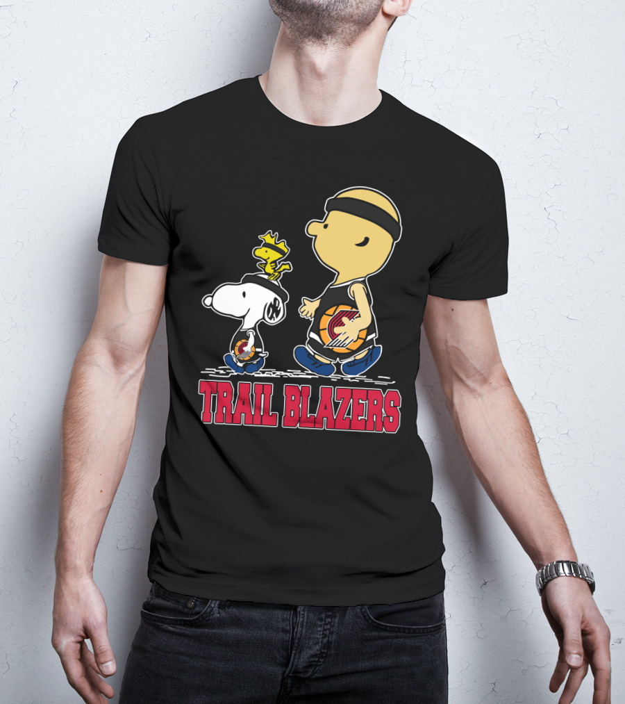 Snoopy And Woodstock Portland Trail Blazers Fans Basketball Theme T-Shirt