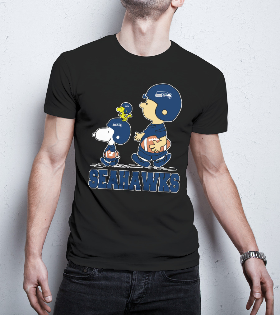 Snoopy Seattle Seahawks Football Fans Peanuts Characters T-Shirt