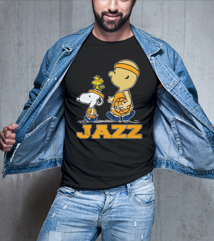 Snoopy And Woodstock With Basketball For Utah Jazz Fans T-Shirt