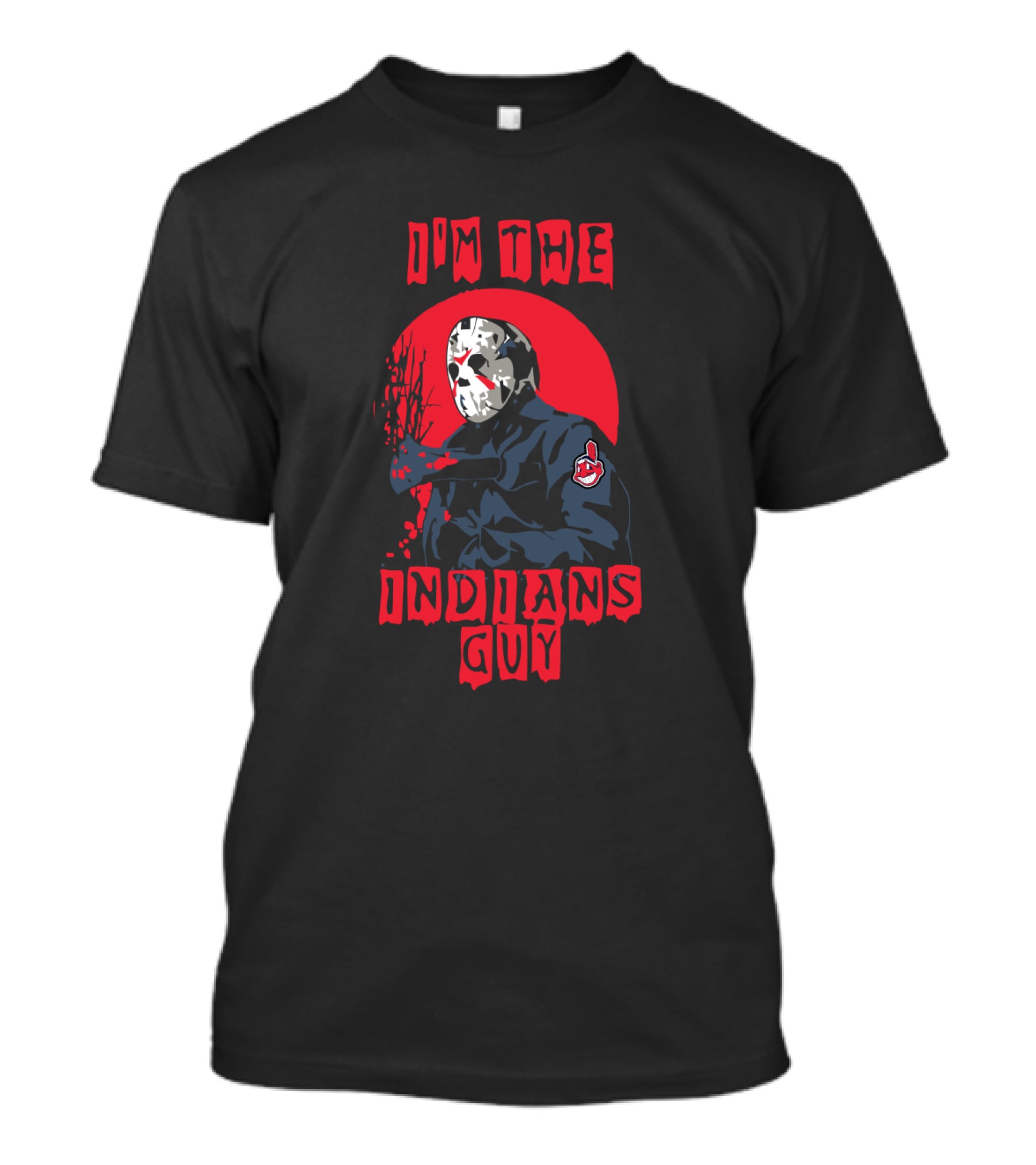I'm The Indians Guy Jason Voorhees Crossover Hockey Mask Bloodstain T-Shirt