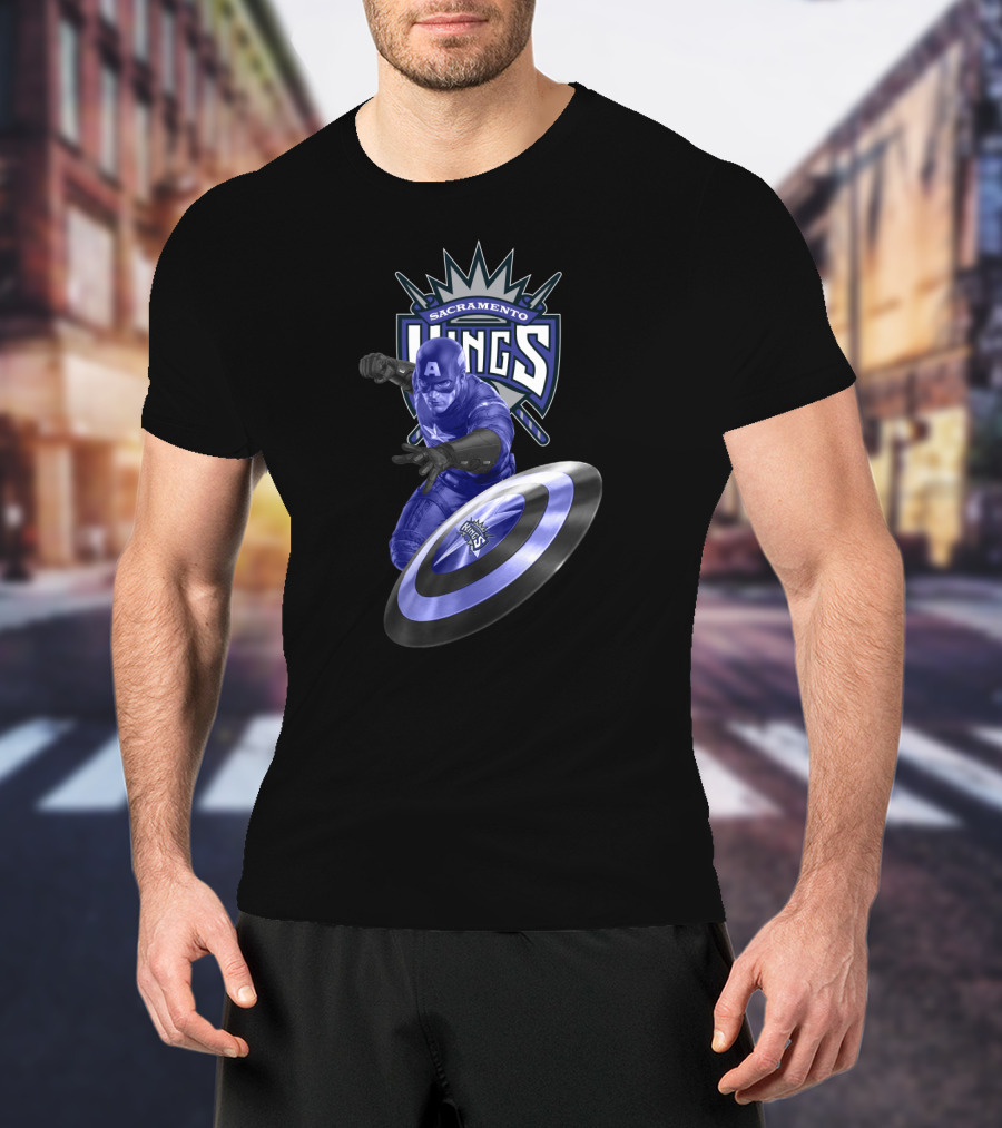 Sacramento Kings Marvel Captain America Shield Crossover T-Shirt