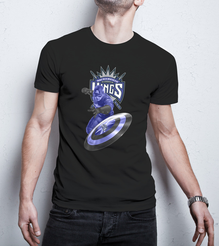 Sacramento Kings Marvel Captain America Shield Crossover T-Shirt